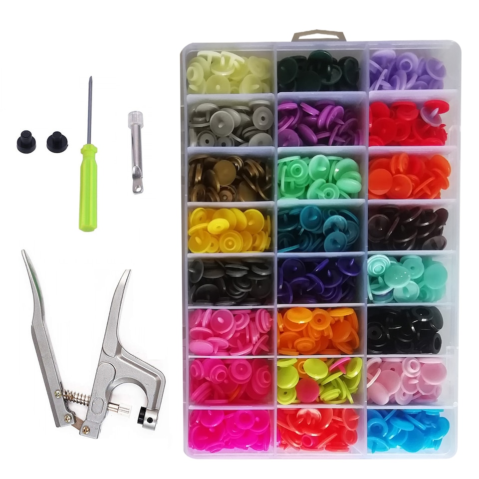 image 1 of 360 Sets T5 Plastic Snaps Set with Press Pliers - 24 Colours