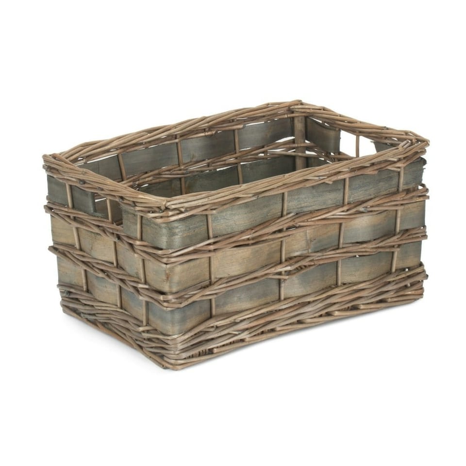image 1 of Unlined Small Grey Scandi Storage Basket | Grey | Grey