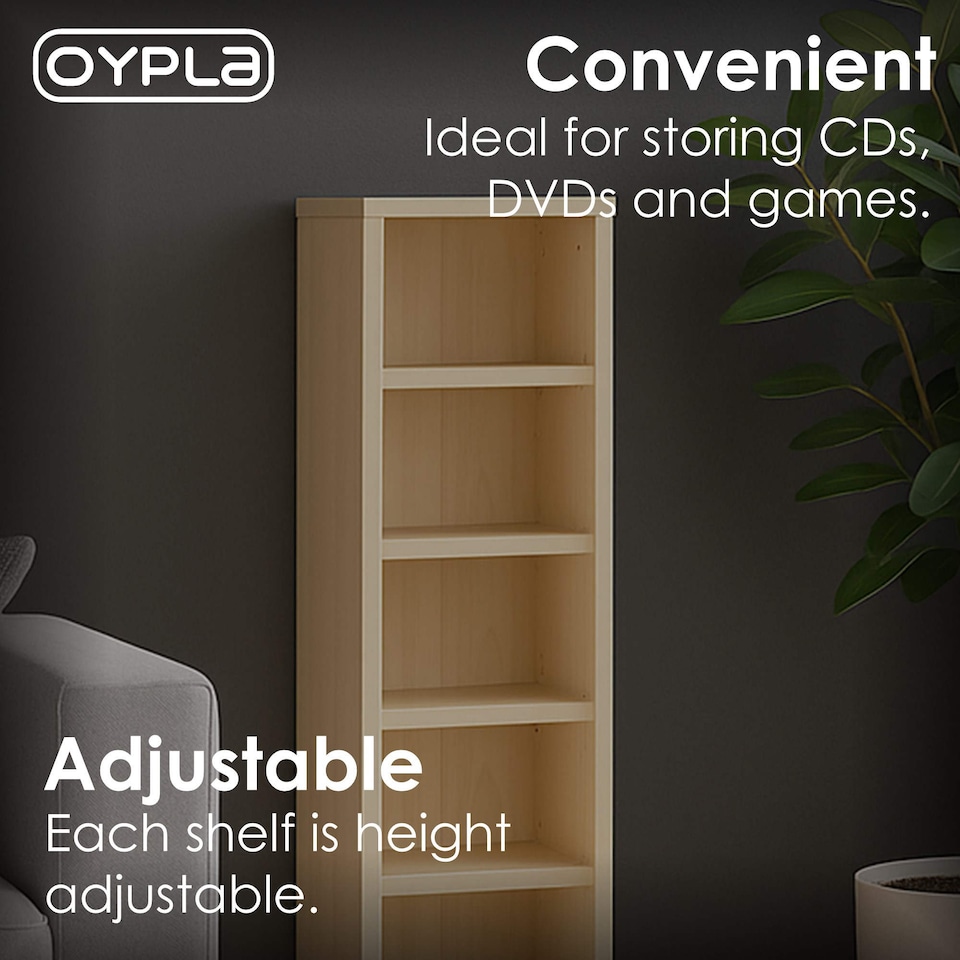 image 1 of 6 Tier Beech Wooden CD DVD Game Book Shelf Storage Tower Rack - Fits 102 CDs