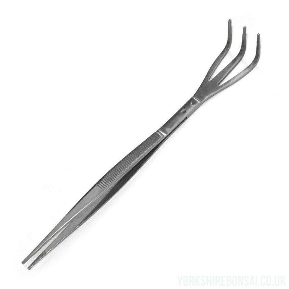 Yorkshire Bonsai Ryuga Stainless Steel Bonsai Root Rake / Tweezers Combination Tool