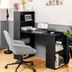 image 1 of COSTWAY Computer Desk Workstation 6-Tier Storage Shelves Black Black