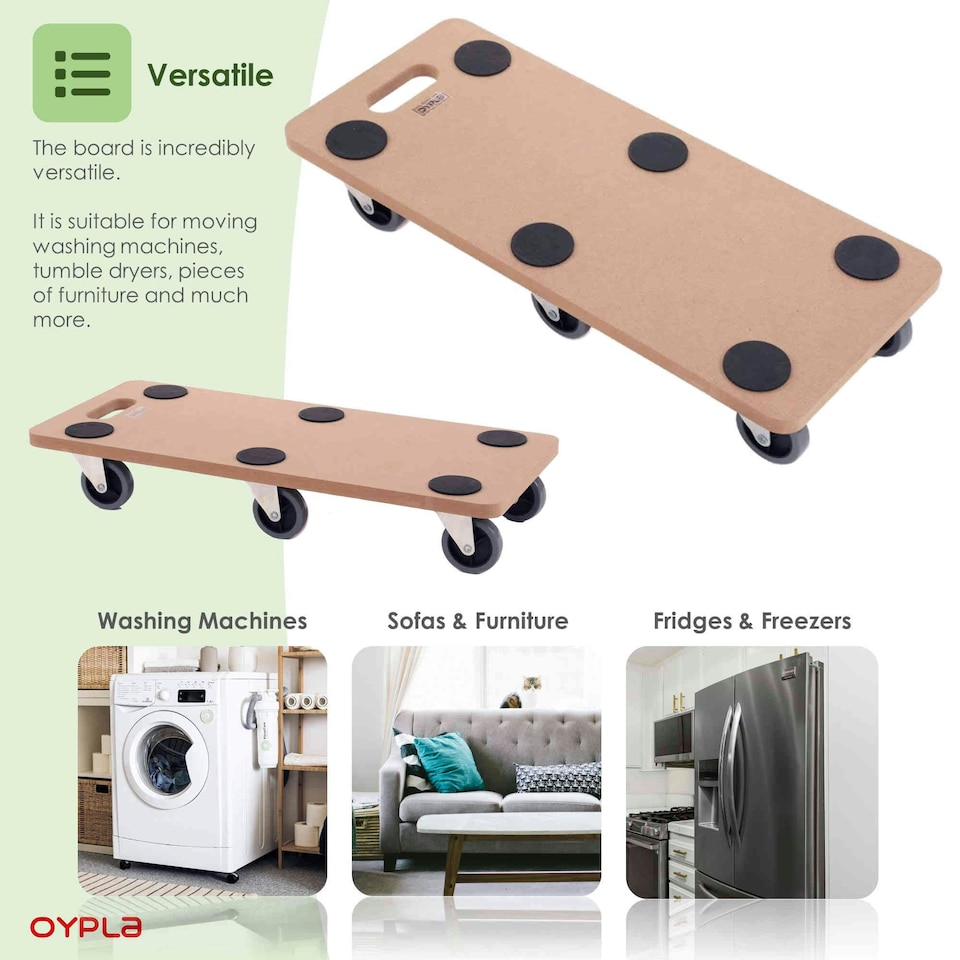 image 1 of Oypla 300kg Wheeled Platform Dolly Furniture Transport Roller Trolley
