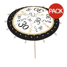 Bristol Novelty 30th Birthday Drink Umbrellas (Pack of 12) - Black/White/Gold - One Size