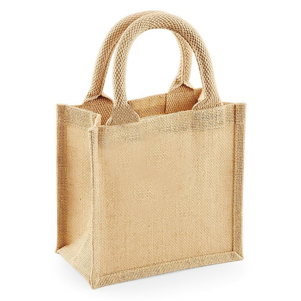image 1 of Westford Mill Jute Mini Gift Bag (6 Litres) (Pack Of 2) - Natural - One Size