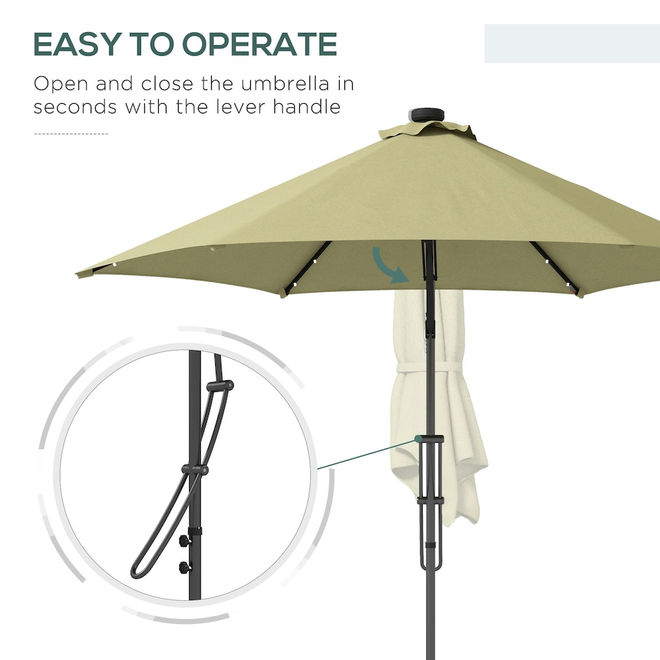 image 1 of Outsunny 3(m) Cantilever Garden Parasol Umbrella with Solar LED, Beige