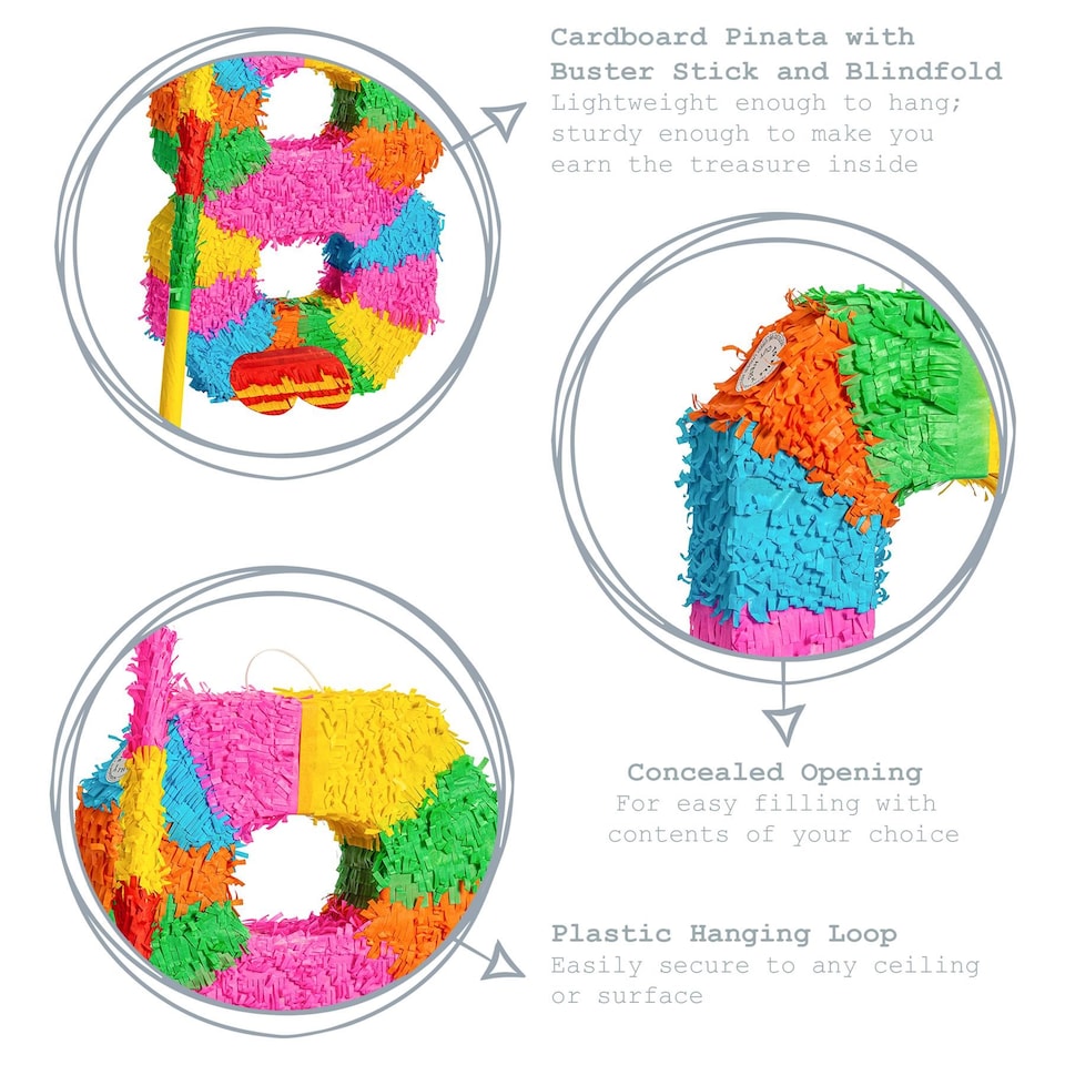 image 1 of Fax Potato Number 8 Pinata Set with Stick & Blindfold - Blue Stick