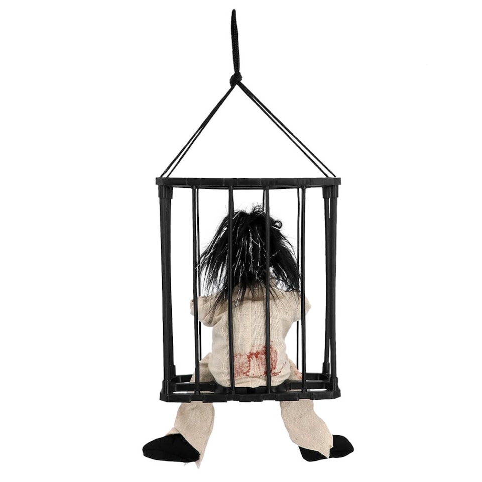 image 1 of Jailhouse Skeleton Ghost Halloween Light Up Hanging Decoration 28cm