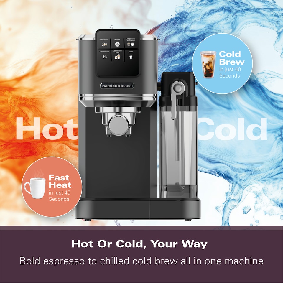 image 1 of Hamilton Beach BaristaPro Plus Touch 8-in-1 Espresso Machine Black