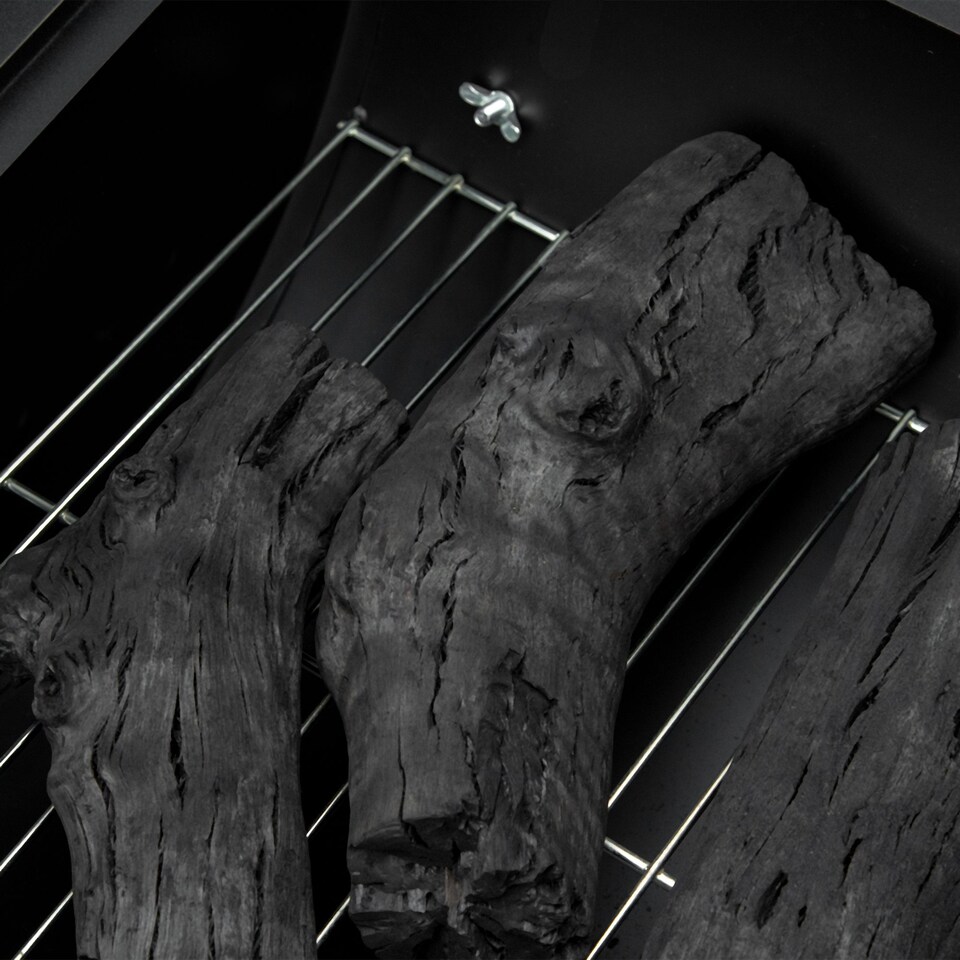 image 1 of Outsunny Trolley Portable Outdoor Charcoal Barbecue Grill Cart 2 Rolling Wheels Black