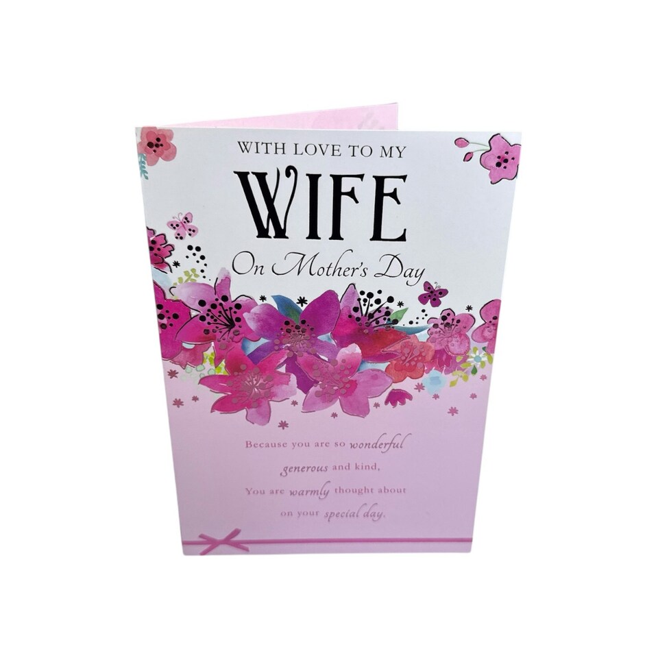 image 1 of With Love To My Wife Pink Flowers Design Mother's Day Card