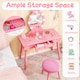 image 6 of COSTWAY Princess Vanity Table & Chair Set Kids Set Pink