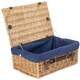 image 5 of 46cm Buff Wicker Picnic Basket with Lining Grey | Grey | One Size