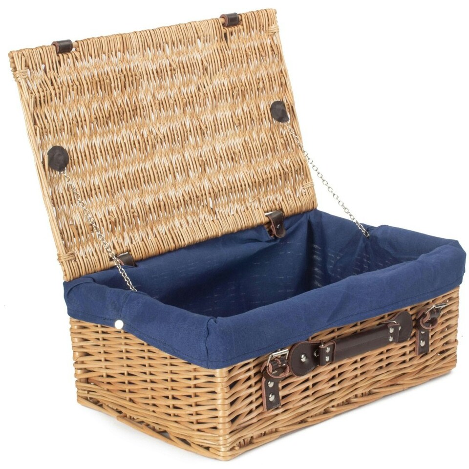 image 1 of 46cm Buff Wicker Picnic Basket with Lining Grey | Grey | One Size