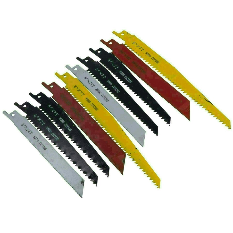image 1 of 10pc Reciprocating Saw Blade Set Blades Wood Metal Cutting 1/2" Shank TE747