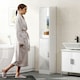 image 8 of kleankin Tall Bathroom Cabinet with Mirror, High Gloss White | White | 162H x 32W x 28D cm