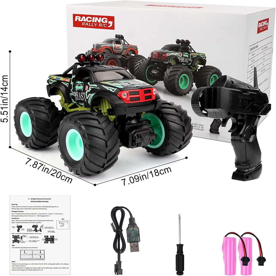 image 1 of 1:18 Scale Remote Control Bigfoot Monster Truck – 4WD All-Terrain Off-Road RC Car with 2.4GHz Control & Rechargeable Battery