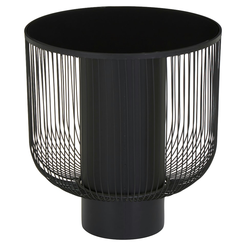 image 1 of Trento End Table With Black Glass Top Black
