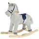 image 1 of HOMCOM Kids Plush Rocking Horse with Sound Children Rocker Ride On Toy Gift 3-6 Years Grey