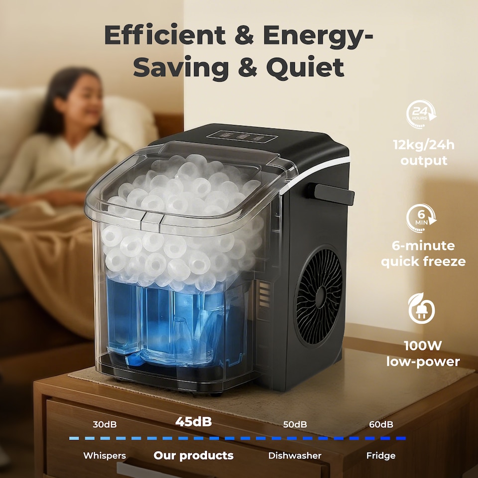 image 1 of Spector Ice Maker Machine Countertop 12Kg in 24Hrs 9 Cubes Ready in 6-12Mins