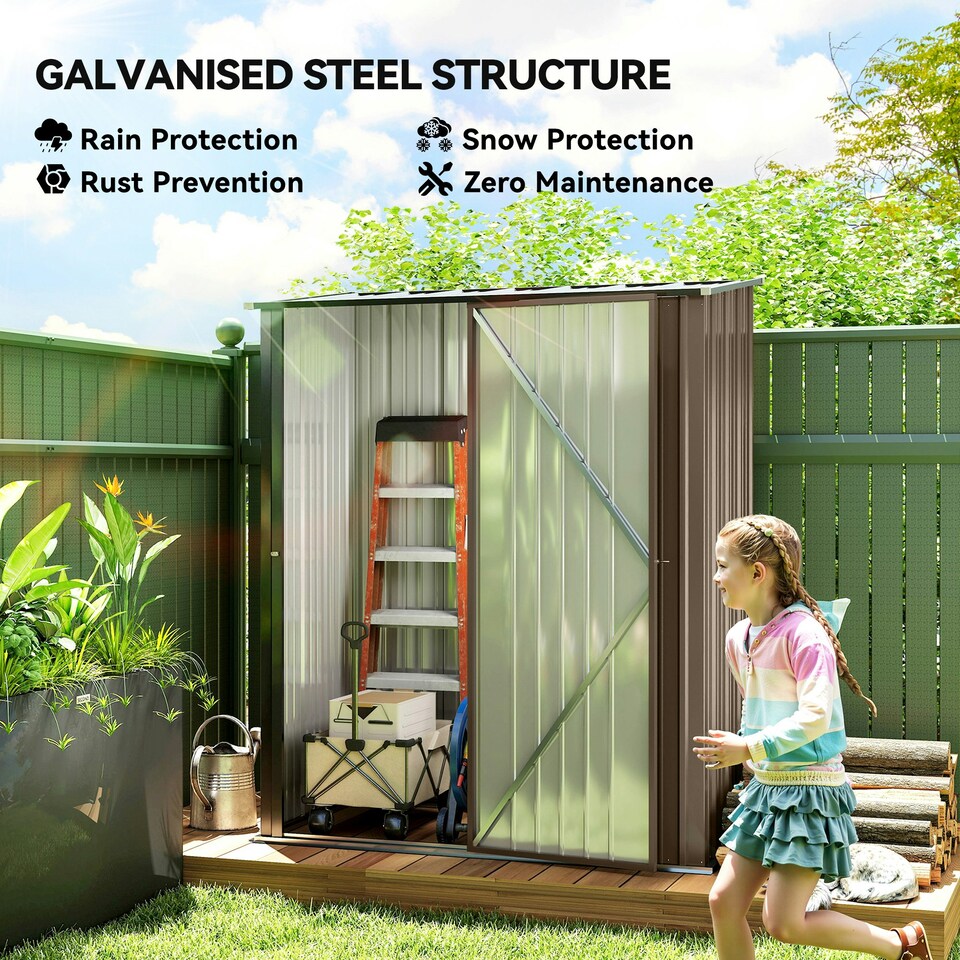 image 1 of Outsunny Outdoor Storage Shed w/ Lockable Door for Garden, Brown