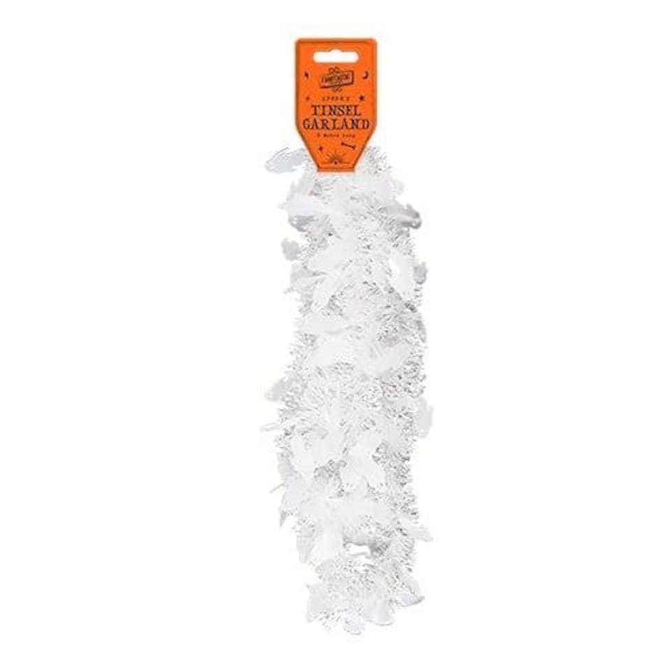 White Ghost Halloween Tinsel Garland 2m