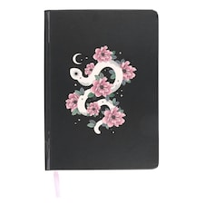 Something Different Serpentine Floral Snake A5 Notebook - Black/Pink/White - One Size