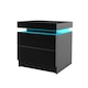 image 1 of Levede 2 Drawer Bedside Table High Gloss RGB LED Nightstand Cabinet | Black | Black