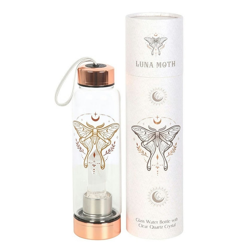 image 1 of Something Different Luna Moth Clear Quartz Water Bottle - Clear/Brass - One Size Clear | One Size