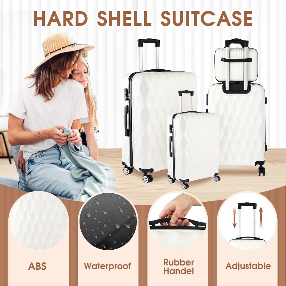 image 1 of 4 Piece Travel Luggage Sets with 360° Spinner Wheels
