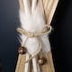 image 4 of 55cm Wooden Skis with Decorative White Fur and Silver Bells Christmas Decoration