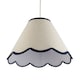 image 3 of Scallop Edge Natural Textured Linen Coolie Lamp Shade with Navy Trims | Blue | 12"