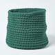 image 1 of Homescapes Forest Green Cotton Knitted Round Storage Basket - 42 x 37cm Green | L