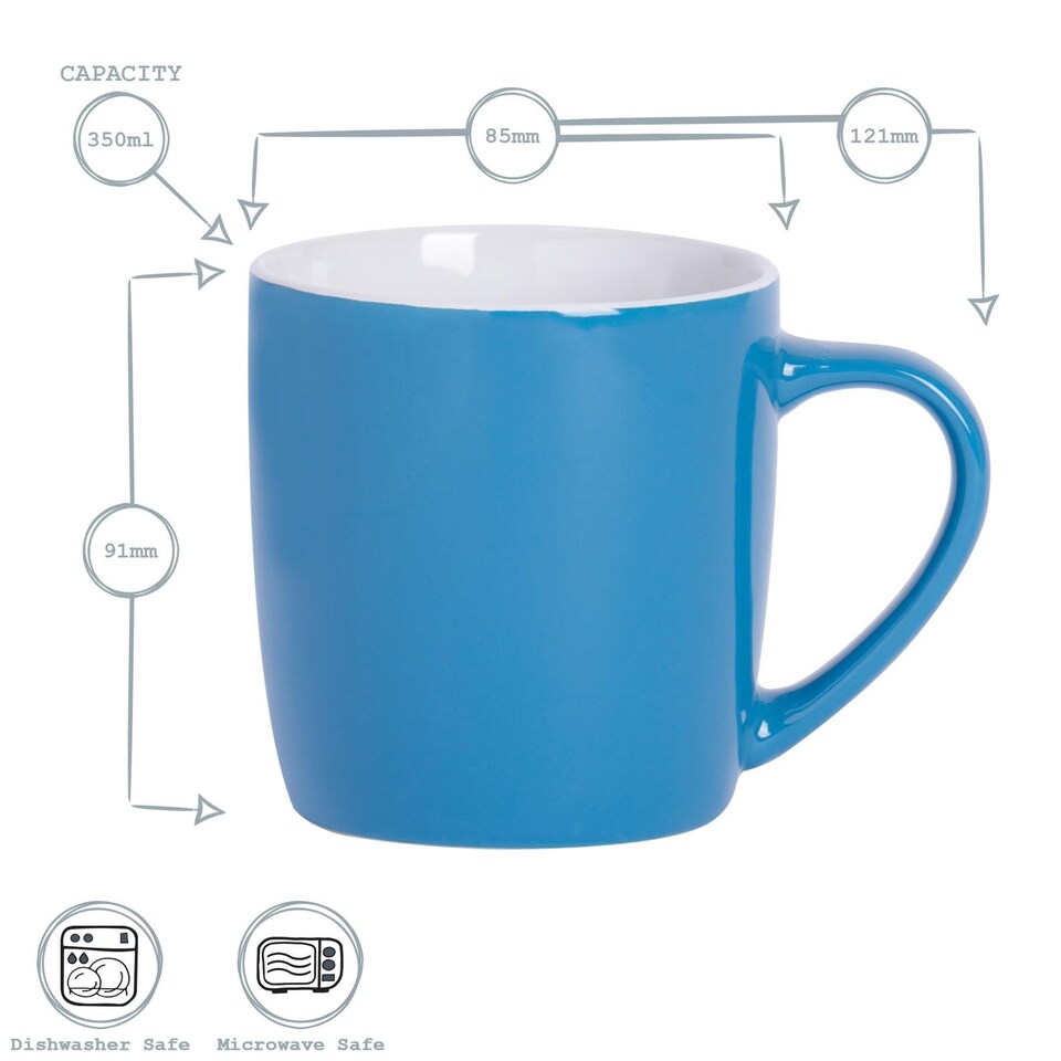 image 1 of Argon Tableware Coloured Coffee Mugs - 350ml - Blue - Pack of 6 | Blue | Blue | 6
