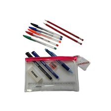 Stationery Filled Pink Zip 8x5" Pencil Case