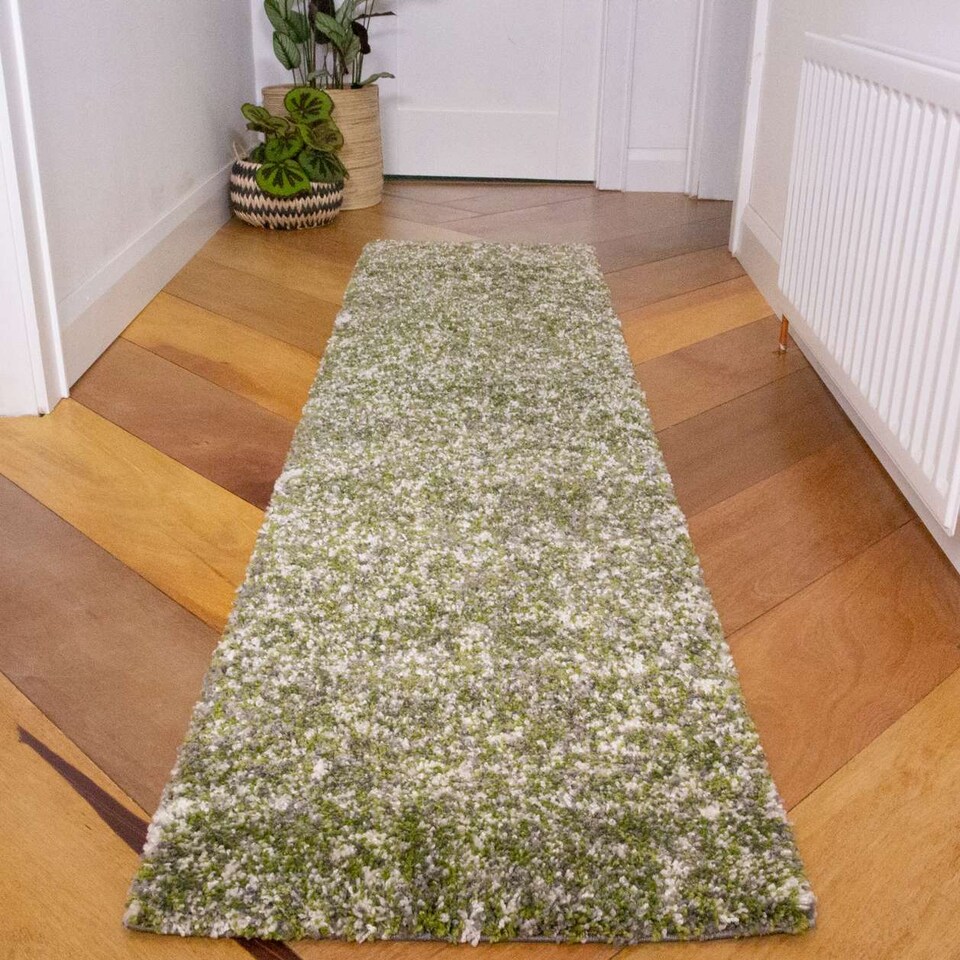 image 1 of KUKOON Dark Green Grey Mottled Shaggy Rug 120cm x 170cm