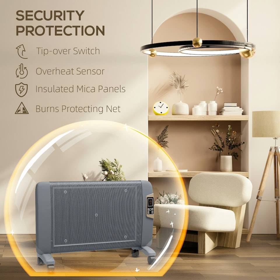 image 1 of HOMCOM Mica Electric Space Heater, Portable Heater, 2 Heat Settings, Black