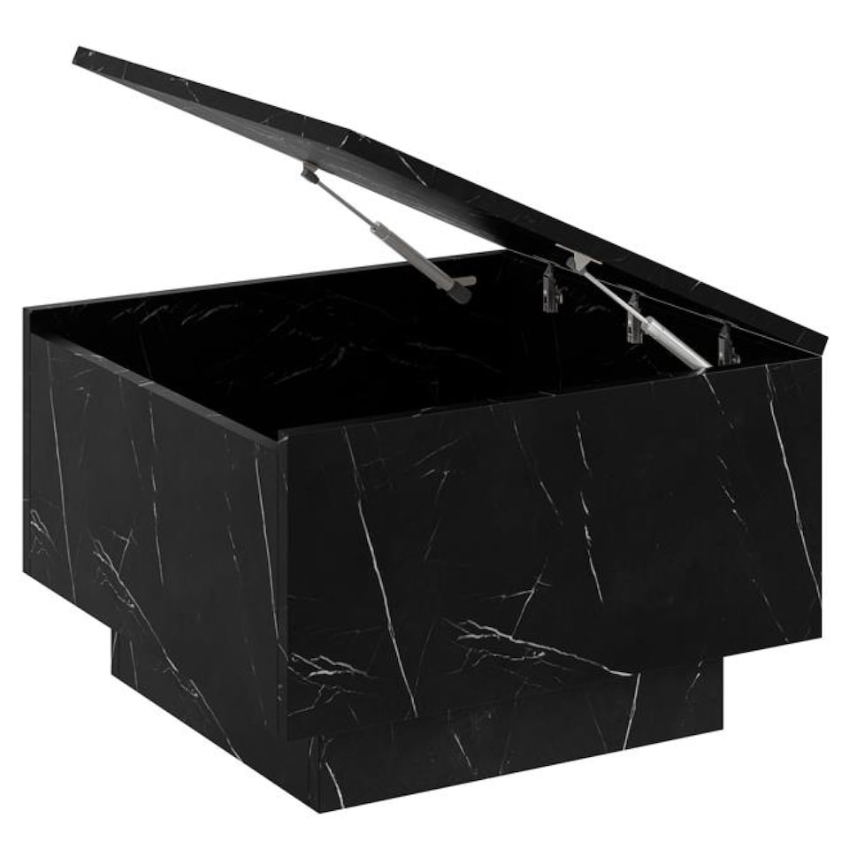 image 1 of Moon Marble Coffee Table Lift Up Square Storage Lamp Table - Black 600x400mm