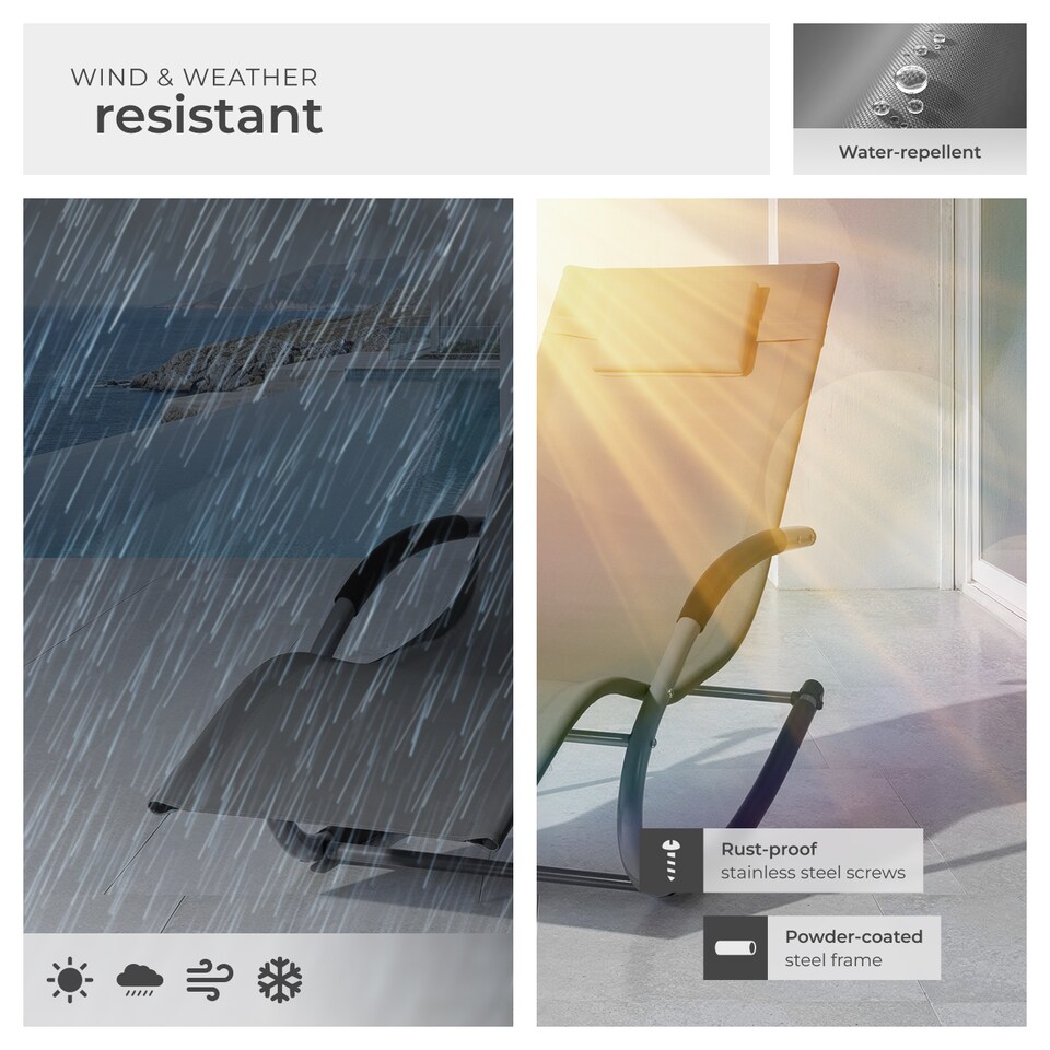 image 1 of Sun Lounger Taya with a Modern Design, Rocking Function and Breathable Surface | Grey | grey | 1