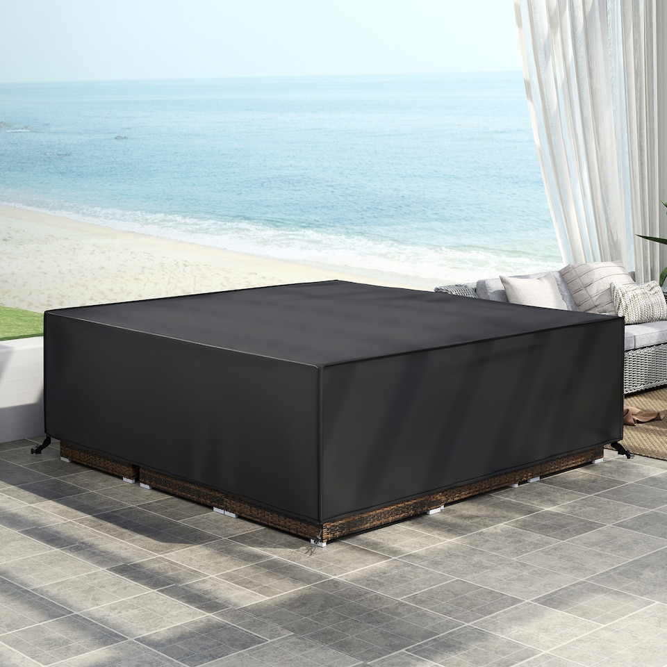 image 1 of Outsunny Large Garden Set Square Cover Outdoor Furniture Waterproof Resist Fade | Black | Black | 230cm x 230cm x 70cm