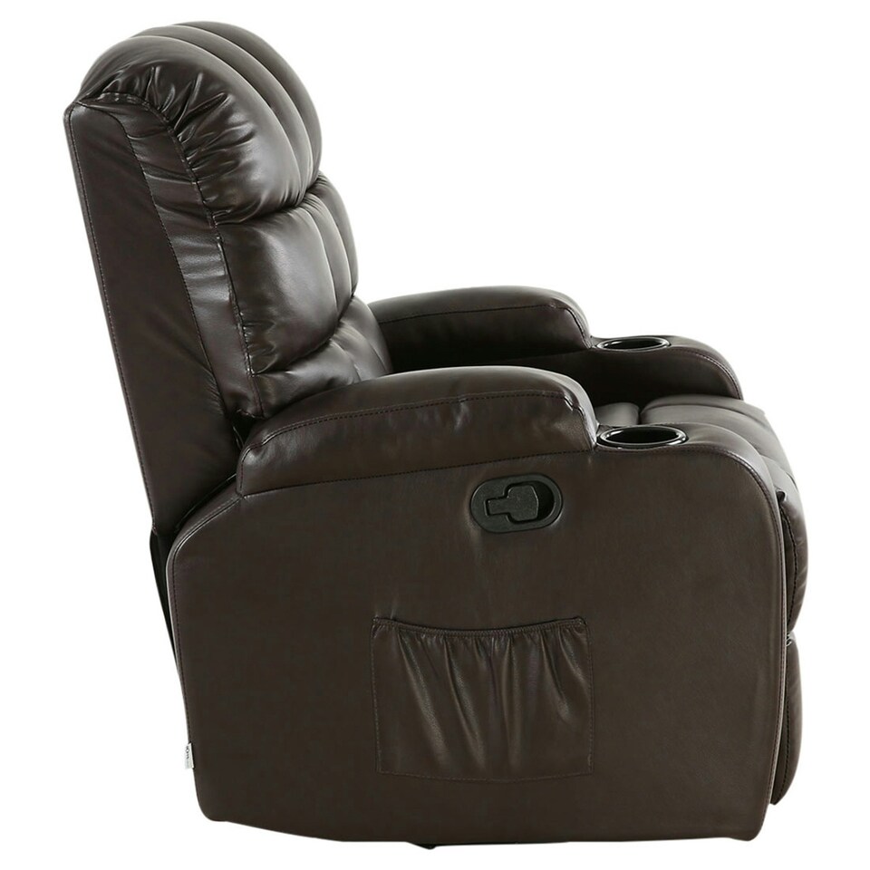 image 1 of Regal Bonded Leather Recliner Rocking Swivel Heat & Massage Chair (Brown)