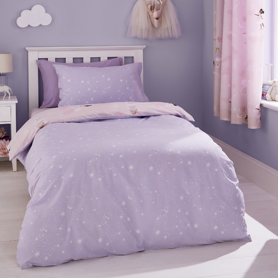 image 1 of Dancing Fairies Reversible Duvet Cover Set | Pink