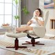 image 8 of HOMCOM Recliner Armchair with Wood Base, Upholstered Reclining Chair, Cream Cream