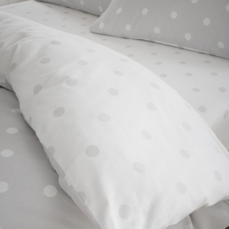image 1 of Catherine Lansfield Brushed Polka Dot Cotton Fitted Sheet | Grey | Single