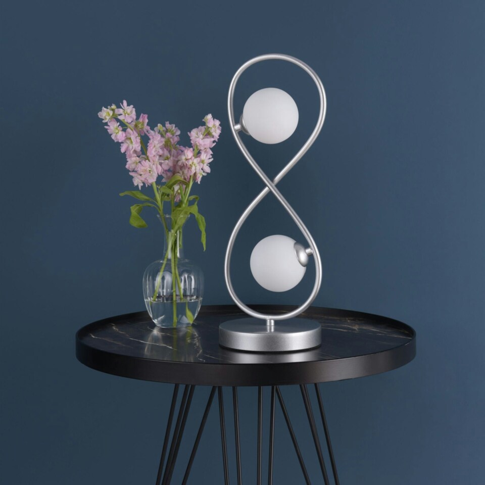 image 1 of Lena 2 Light Matte Silver Table Lamp Chrome