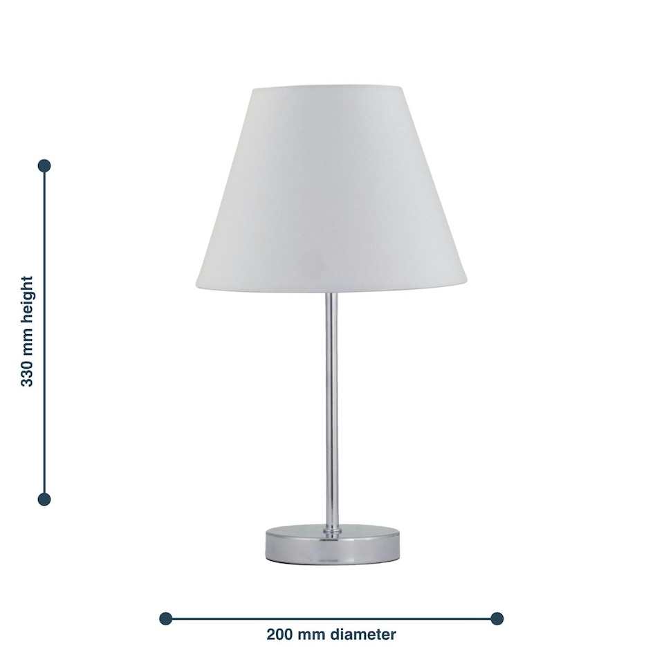 image 1 of Chrome Touch Operated Table Lamp with Ivory Off White Shade Chrome | Red