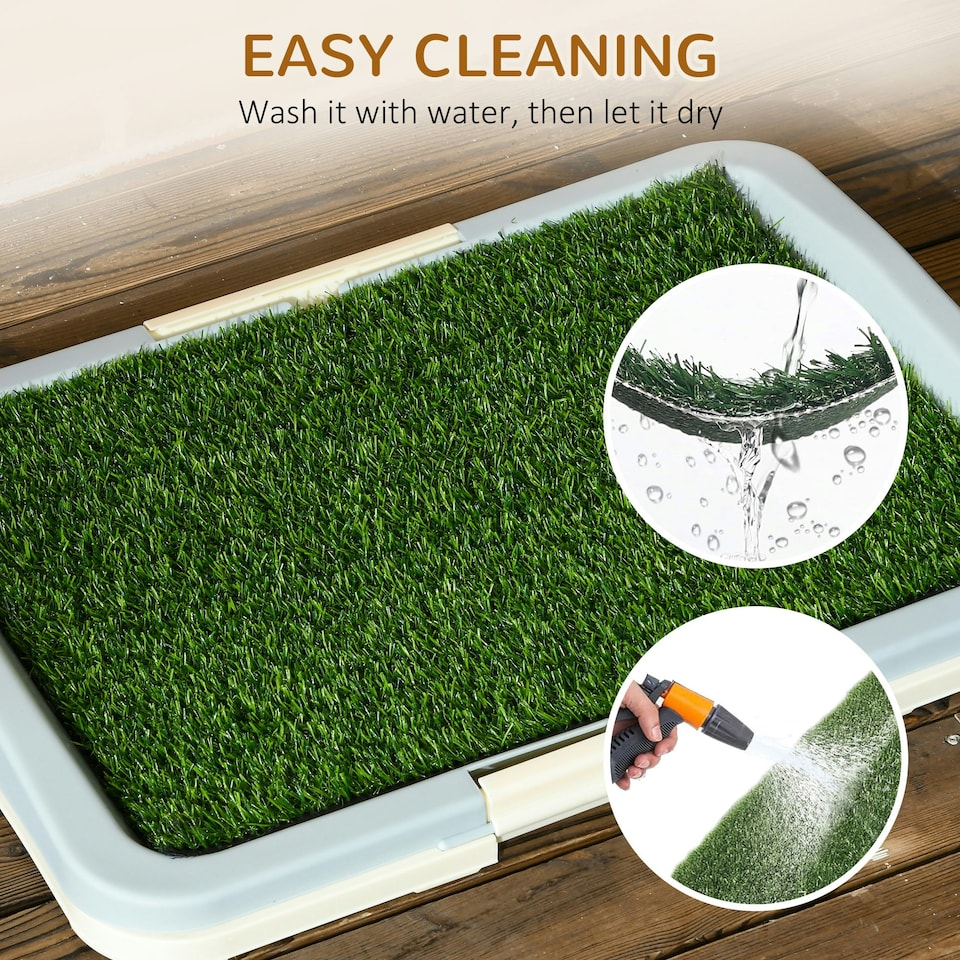 image 1 of PawHut Dog Toilet Indoor w/ Artificial Grass, Grid Panel, Tray, 63 x 48.5cm