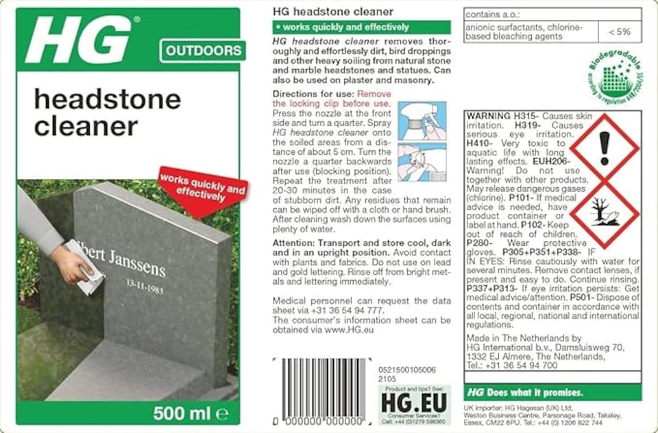 image 1 of HG Headstone Cleaner - 500ml