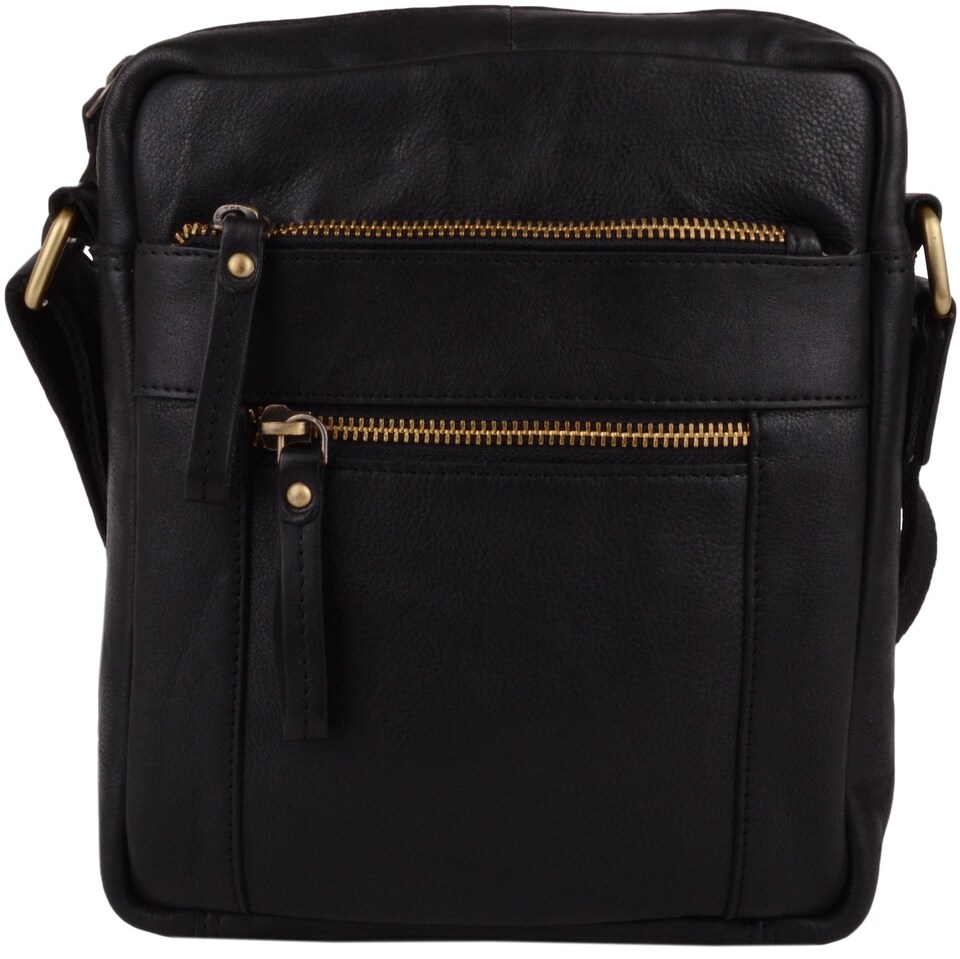 image 1 of London Leathergoods Mens / Womens Premium Soft Leather Handbag / Shoulder / Cross Body Bag | Black | Black