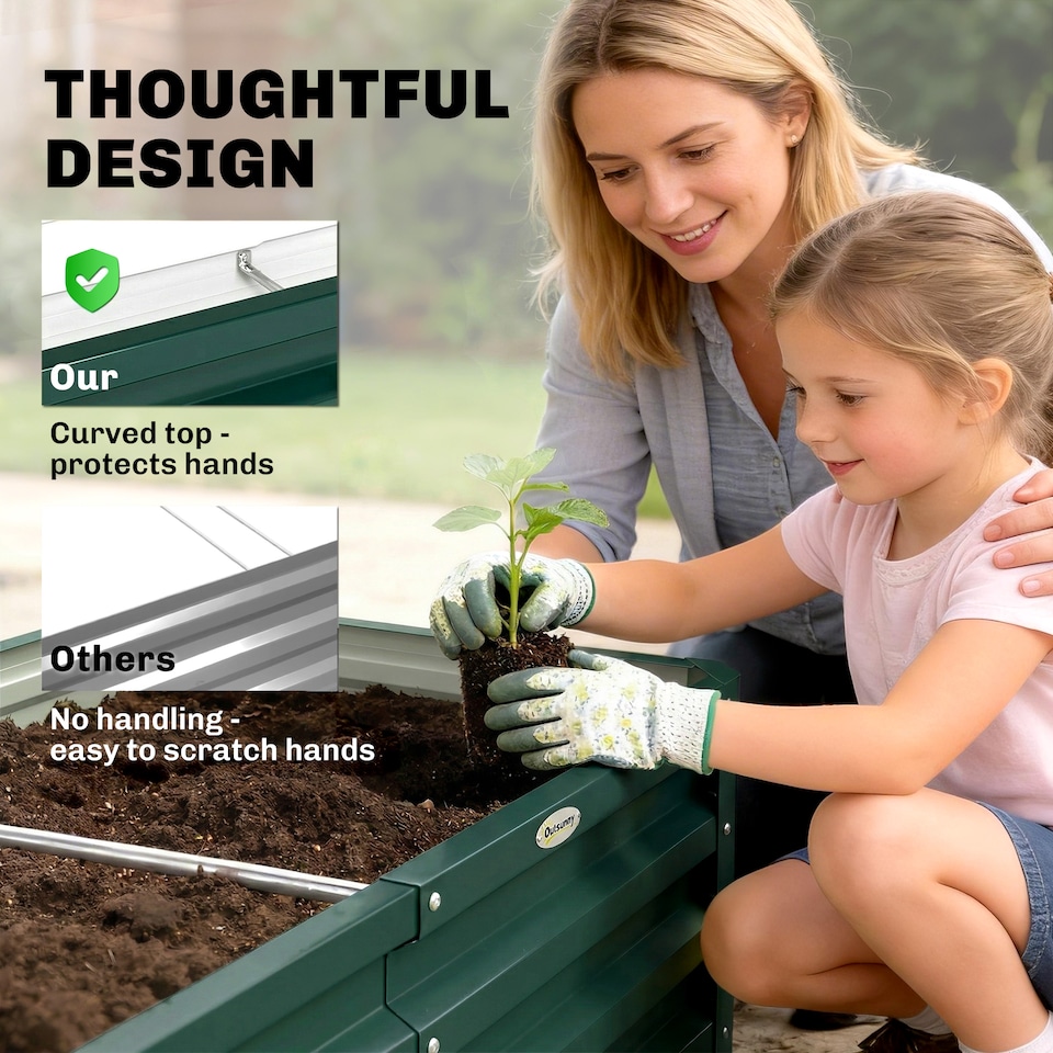 image 1 of Outsunny Raised Garden Bed Elevated Planter Box for Flowers Green