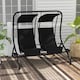 image 2 of Outsunny Canopy Swing 2 Separate Relax Chairs w/ Handrails, Cup Holders | Black | Black | L